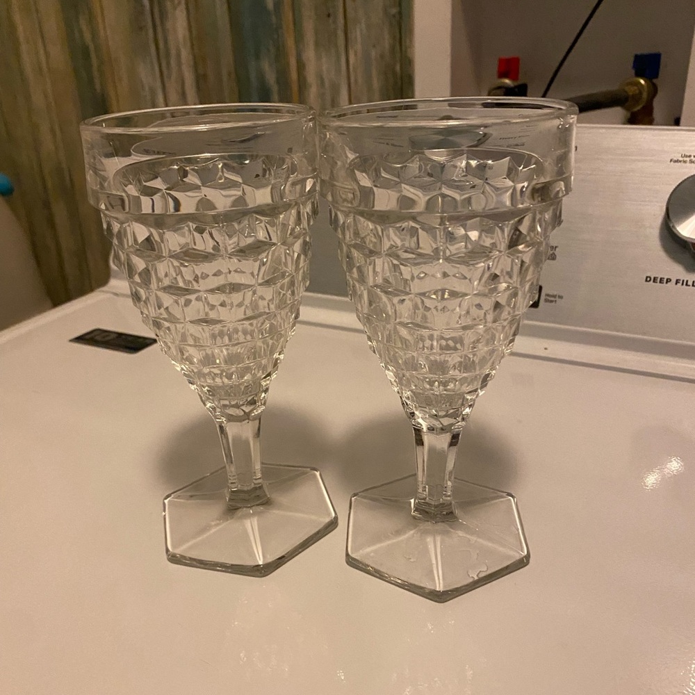 Vintage Fostoria American 14oz Water Goblets -Set of 2